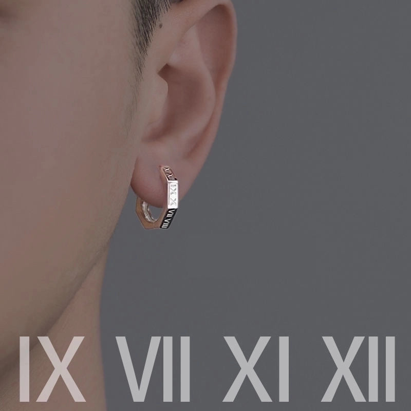 1 Pair Minimalist Roman Numeral Plating Copper Silver Plated Earrings