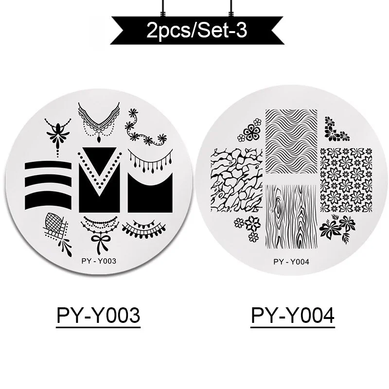PICT YOU Stamping Plates Kits Striped Line Flowers Stamp Plate Tropical Geometry Lace Halloween Pumpkin Nail  Image Plate-Nail Inspo