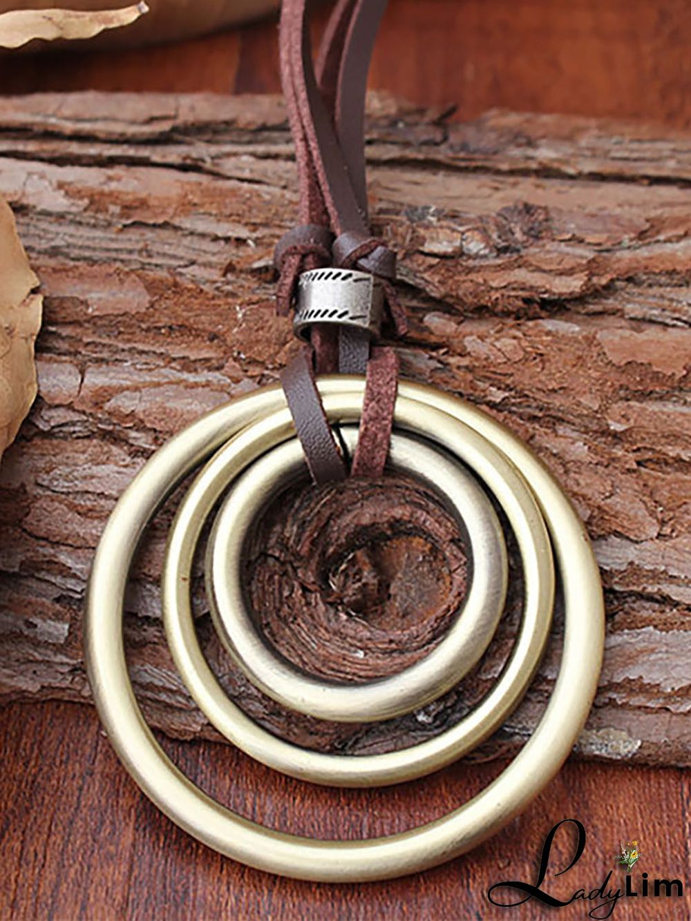 Buykud Three-Ring Pendant Sweater Chain Long Necklace