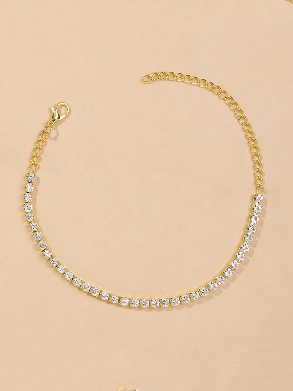 Simple Shiny Rhinestone Footchain