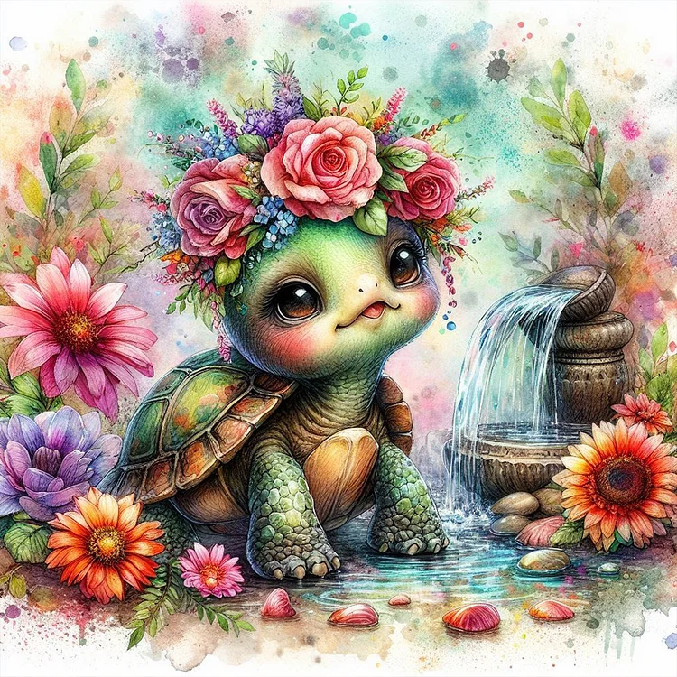 Garden Turtle 40*40CM (Canvas) Full Round Drill Diamond Painting gbfke