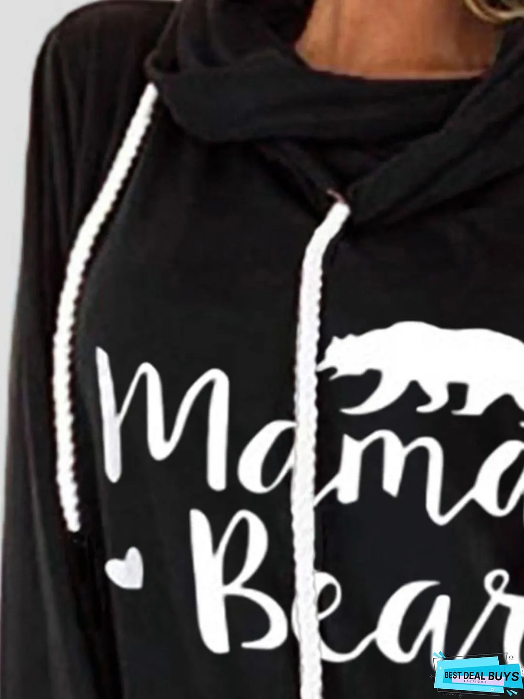 Drawstring Letter Graphic Long Sleeve Hoodie