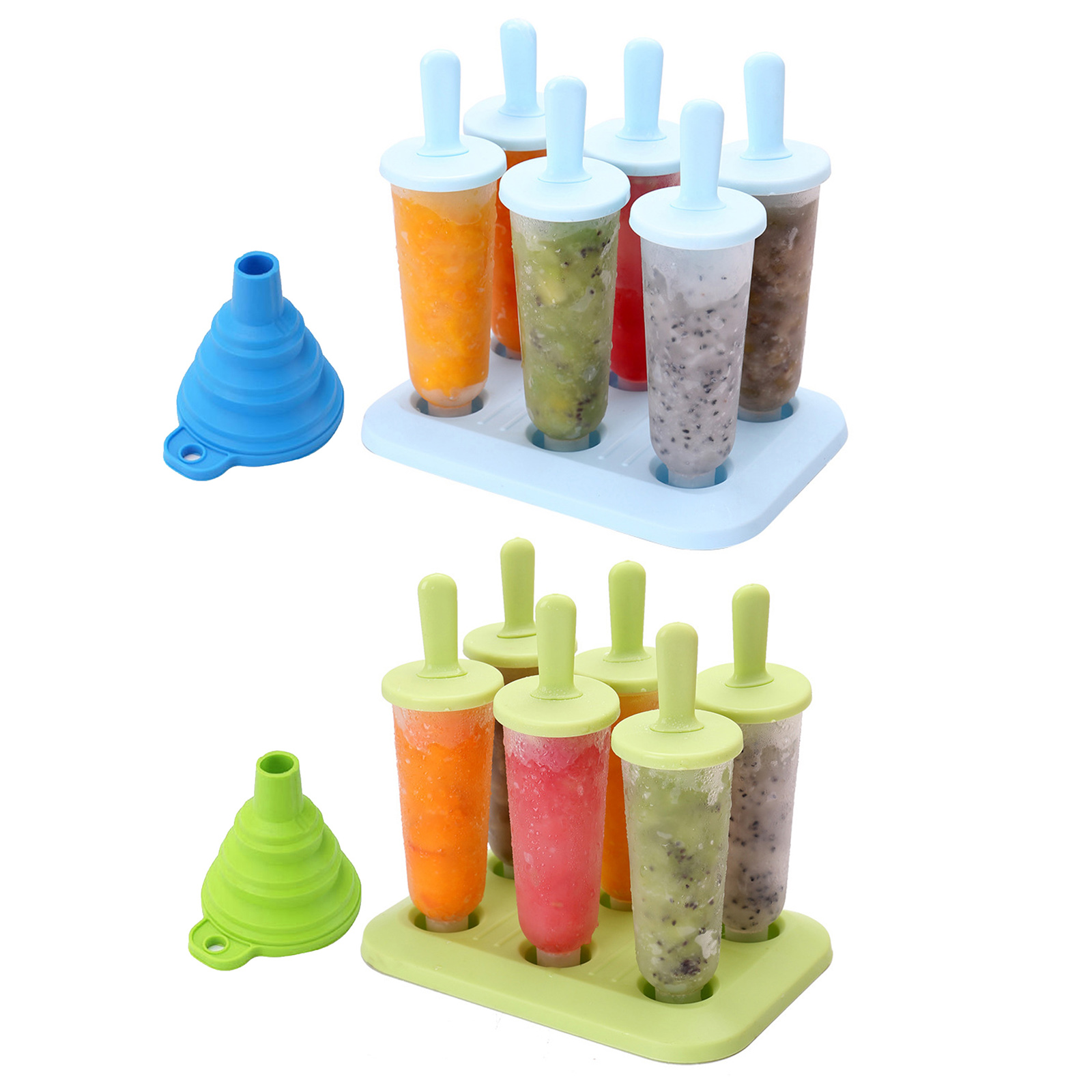 

Popsicle Molds Set Ice Pop Lolly Molds Maker 6 Cavities Kitchen Supplies, Green, 501 Original