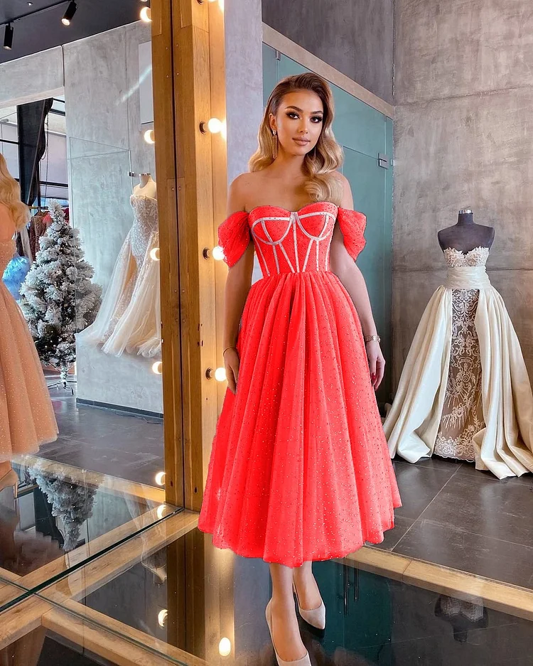 Promsstyle Promsstyle Off-the-shoulder Midi Evening Dress Prom Dress 2023