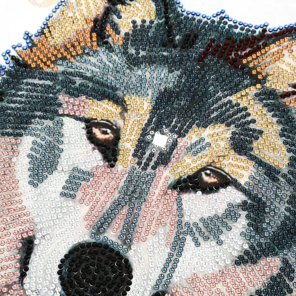 DIY Crystal Rhinestone Diamond Painting Wolf Clock(35*35cm)