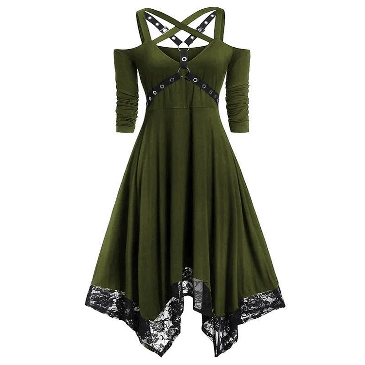 Adelaide Steampunk Irregular Lace Hem Dress