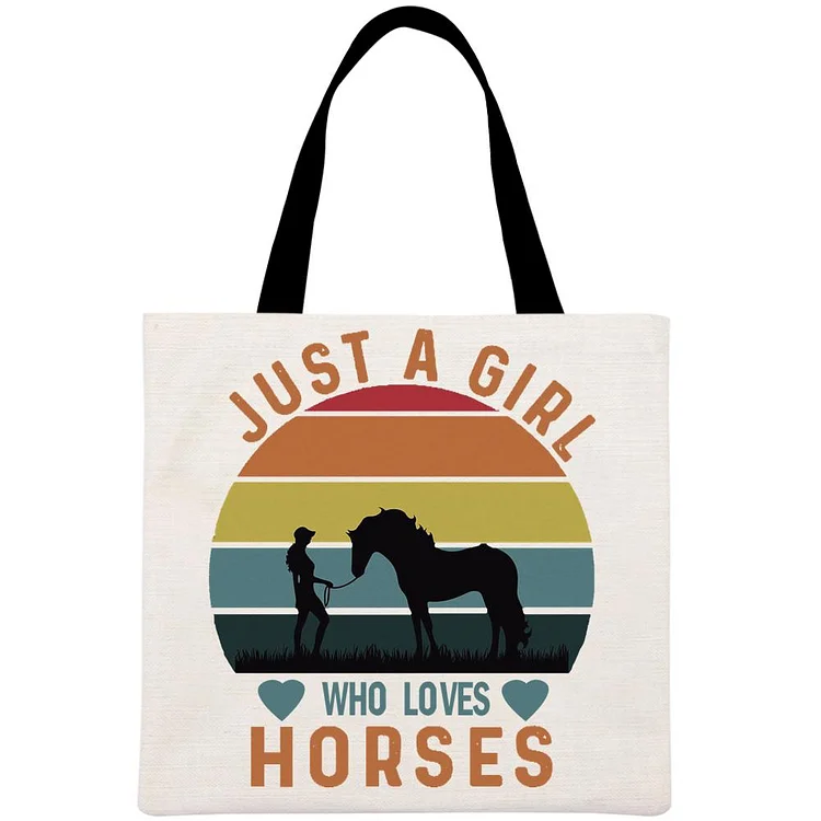Just a girl who love horses Village life Printed Linen Bag