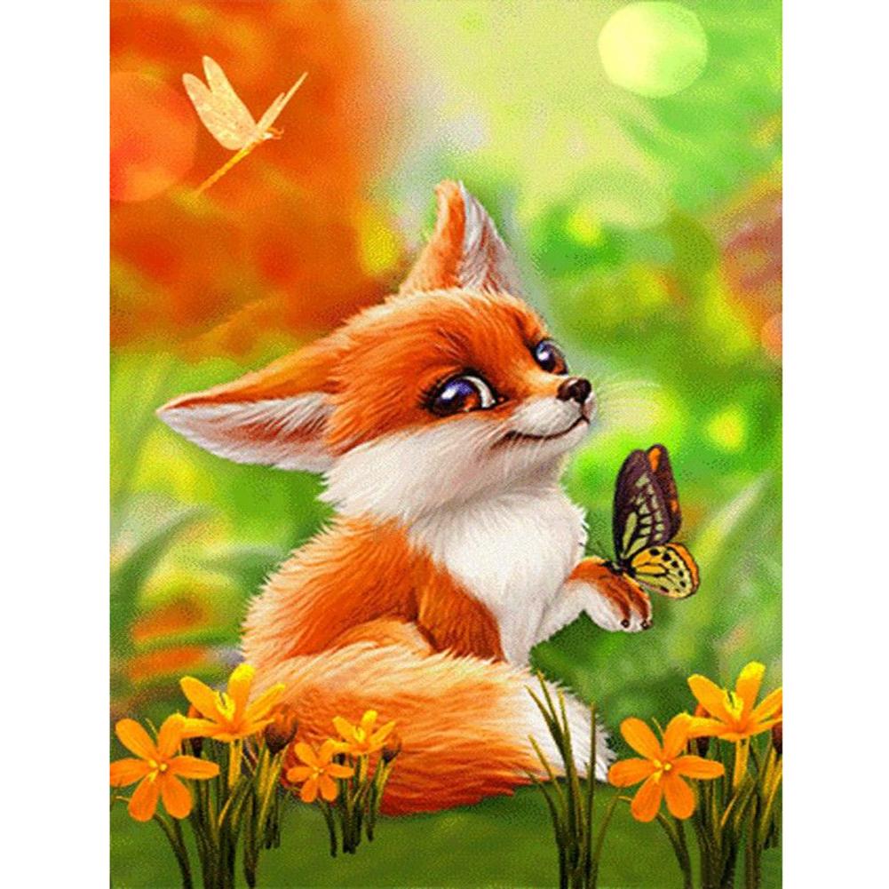 

30*40CM - Fox - Round Drill Diamond Painting, 501 Original