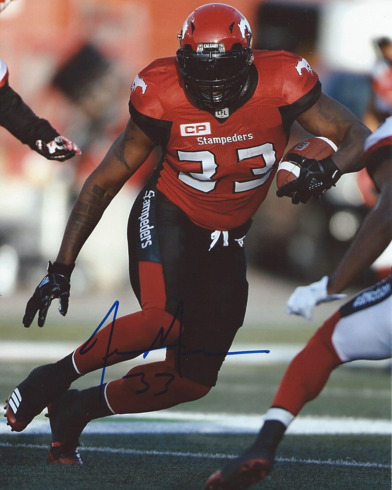 Jerome Messam Signed 8x10 Photo Poster painting Calgary Stampeders Autographed COA B