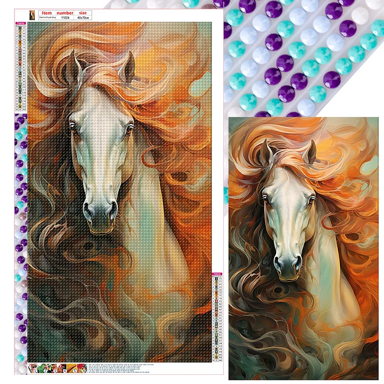 Diymood DIY 5D Diamond Painting Horse Kit for Adults - Diamond Art Animal |  Full Drill Round Crafts | Crystal Embroidery Mosaic Picture | Beginner 