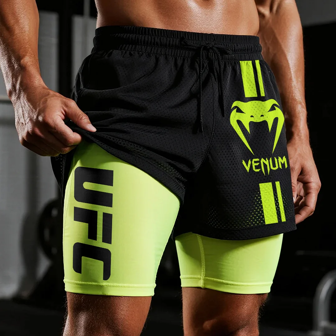 Fitness Double Mesh Shorts Everyday Basic Shorts Ultimate Fighting Double Shorts