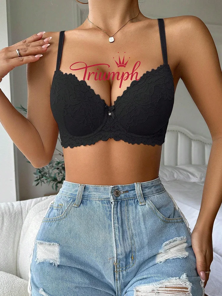 TRIUMPH – 3 sztuki (75A-110F) 💝 Koronkowy haftowany biustonosz✨