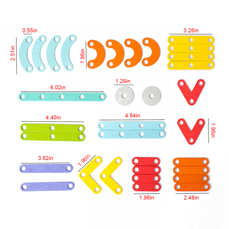 Tegooe Wooden Pegboard Geometric Shape Construction Kit - Creative Sensory Toy for Kids