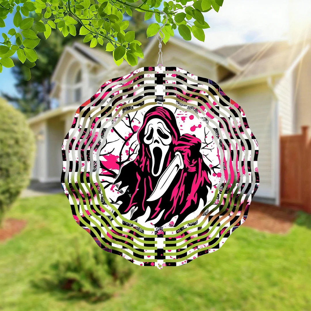 3D Hanging Wind Spinner 360 Degree Rotating 10-Inch Garden Wind Spinners Hanging Wind Catcher Art Gift for Home Garden Halloween Christmas (witch)