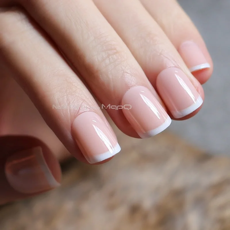 Long stiletto nails white tip nude french fasle nails sheer white pink almond fake nail 24pcs-Nail Inspo