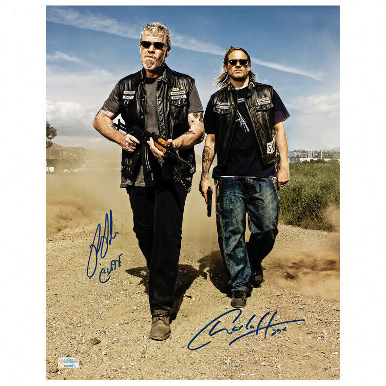 Charlie Hunnam Ron Perlman Autographed Sons of Anarchy Men of Mayhem 11x14 Photo Poster painting