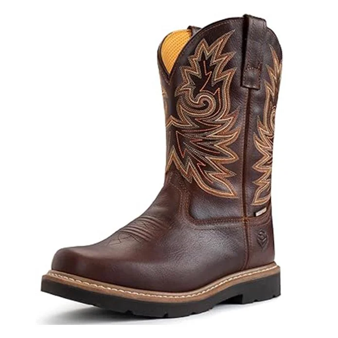 SUREWAY Western Cowboy Boots for Men Soft Toe, Men's Waterproof Square Toe Work Boots for Men Surewaystore
