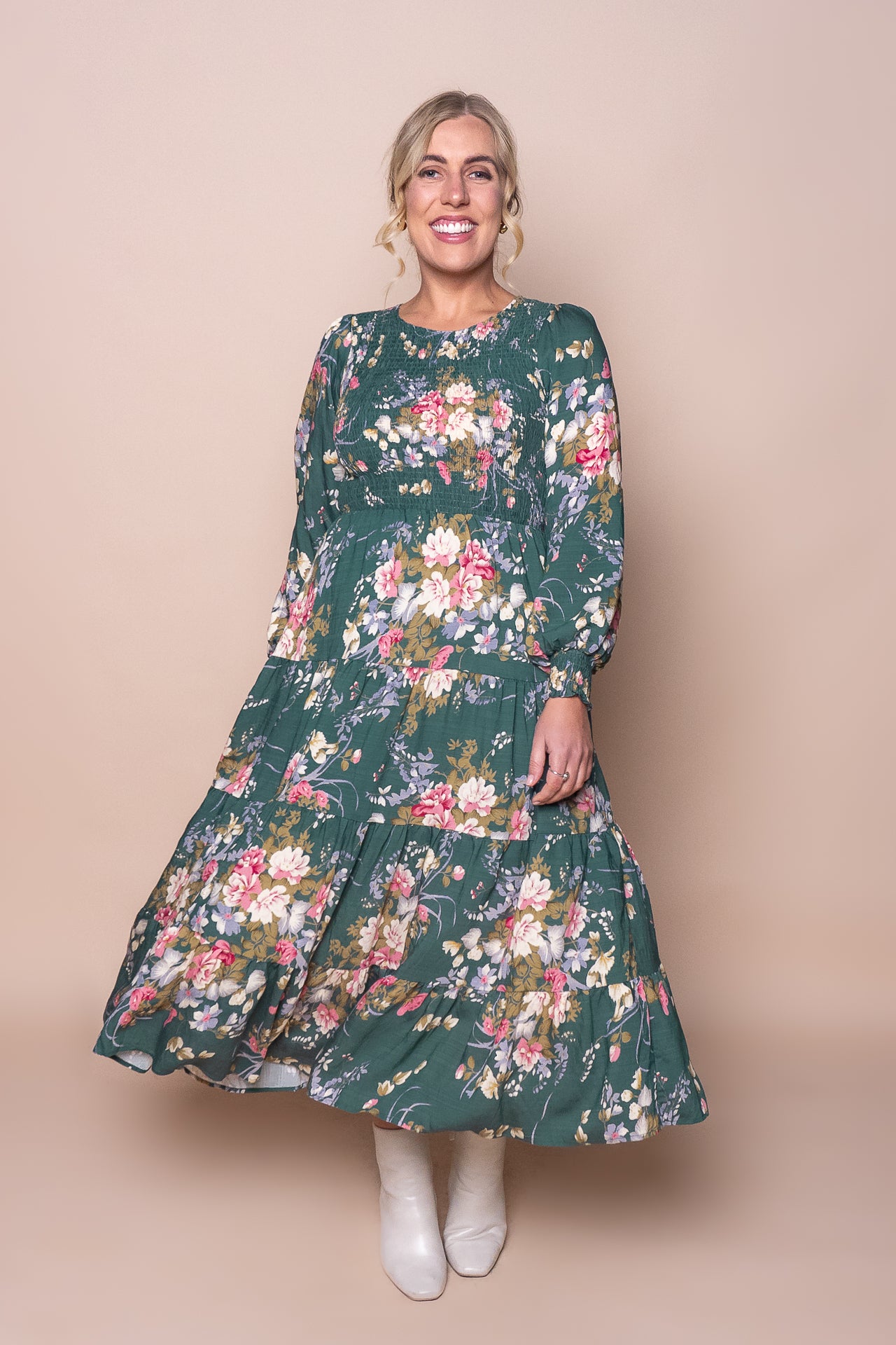 Marjorie Midi Dress in Evergreen