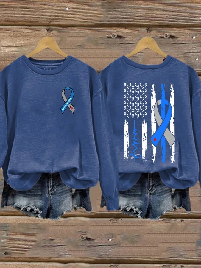 Women'S Blue Ribbon Flag Diabetes Sweatshirt socialshop