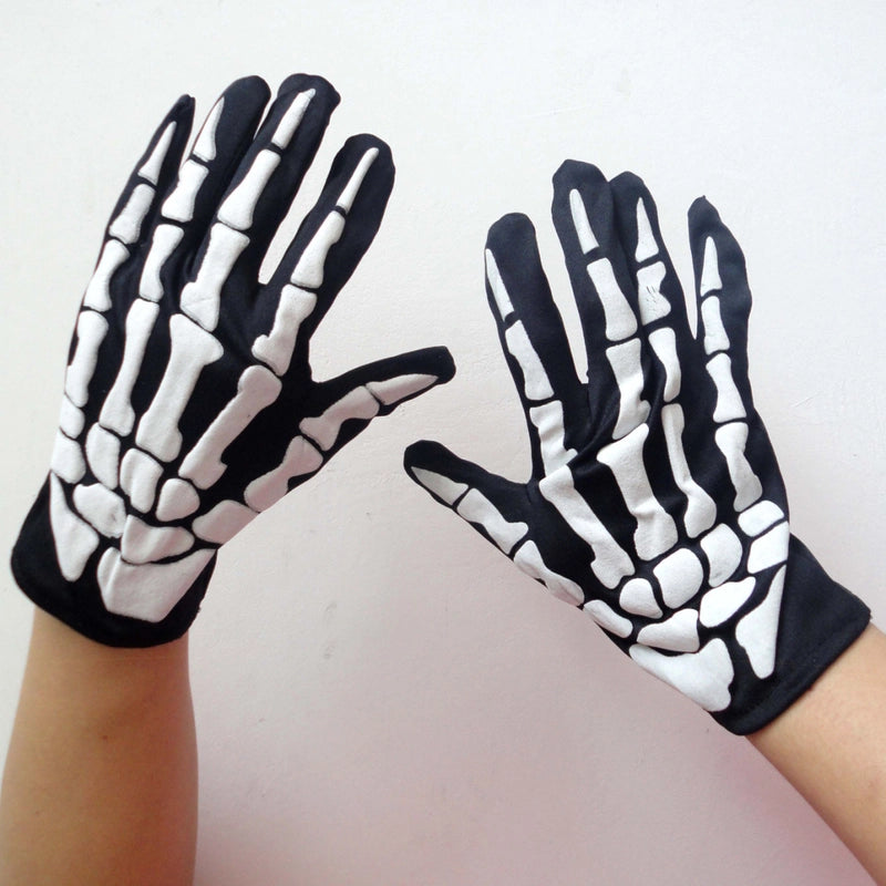 Halloween Minimalist Skull Skeleton Cloth Holiday Party Gloves