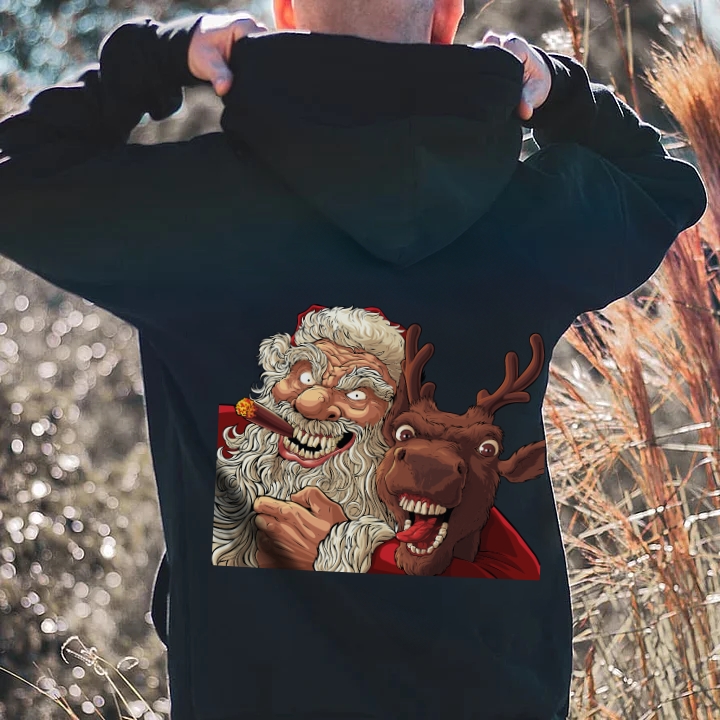 Santa and Reindeer Print Christmas Hoodie