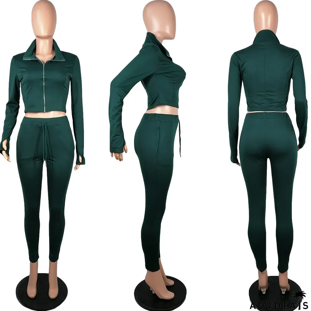 Finger Sleeve Casual Sports Two-piece Suit