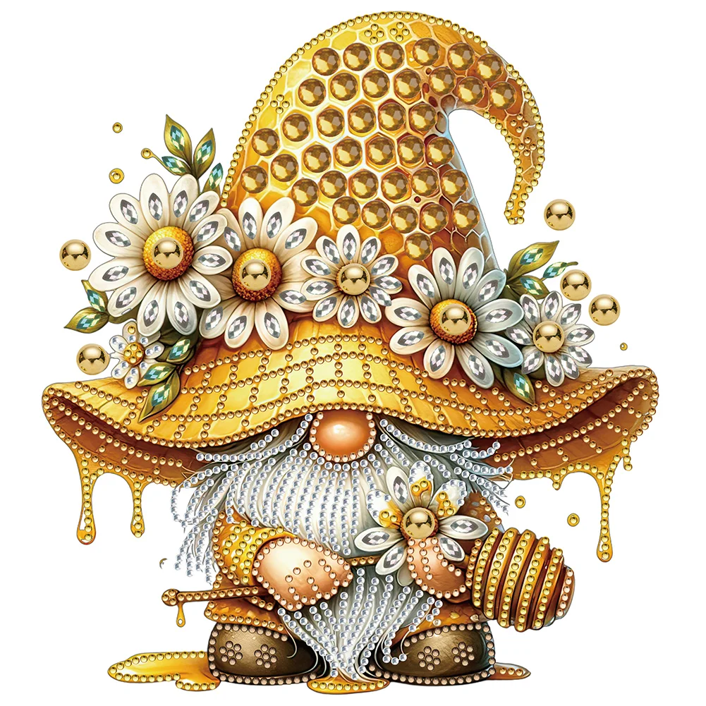 Partial Special-shaped Crystal Rhinestone Diamond Painting - Bee Gnome(Canvas|30*30cm)