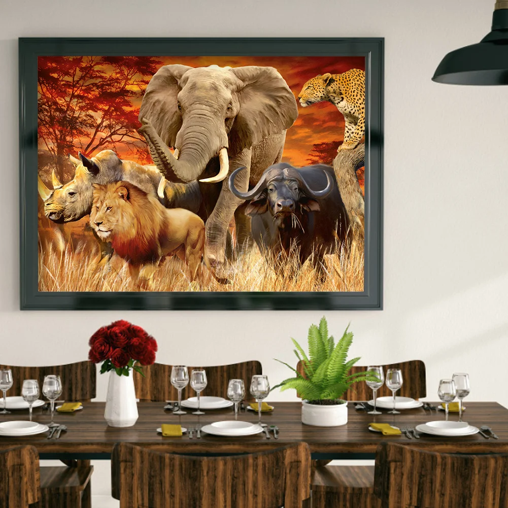 Diamond Painting - Full Round Drill - Jungle Animals(60*40cm)