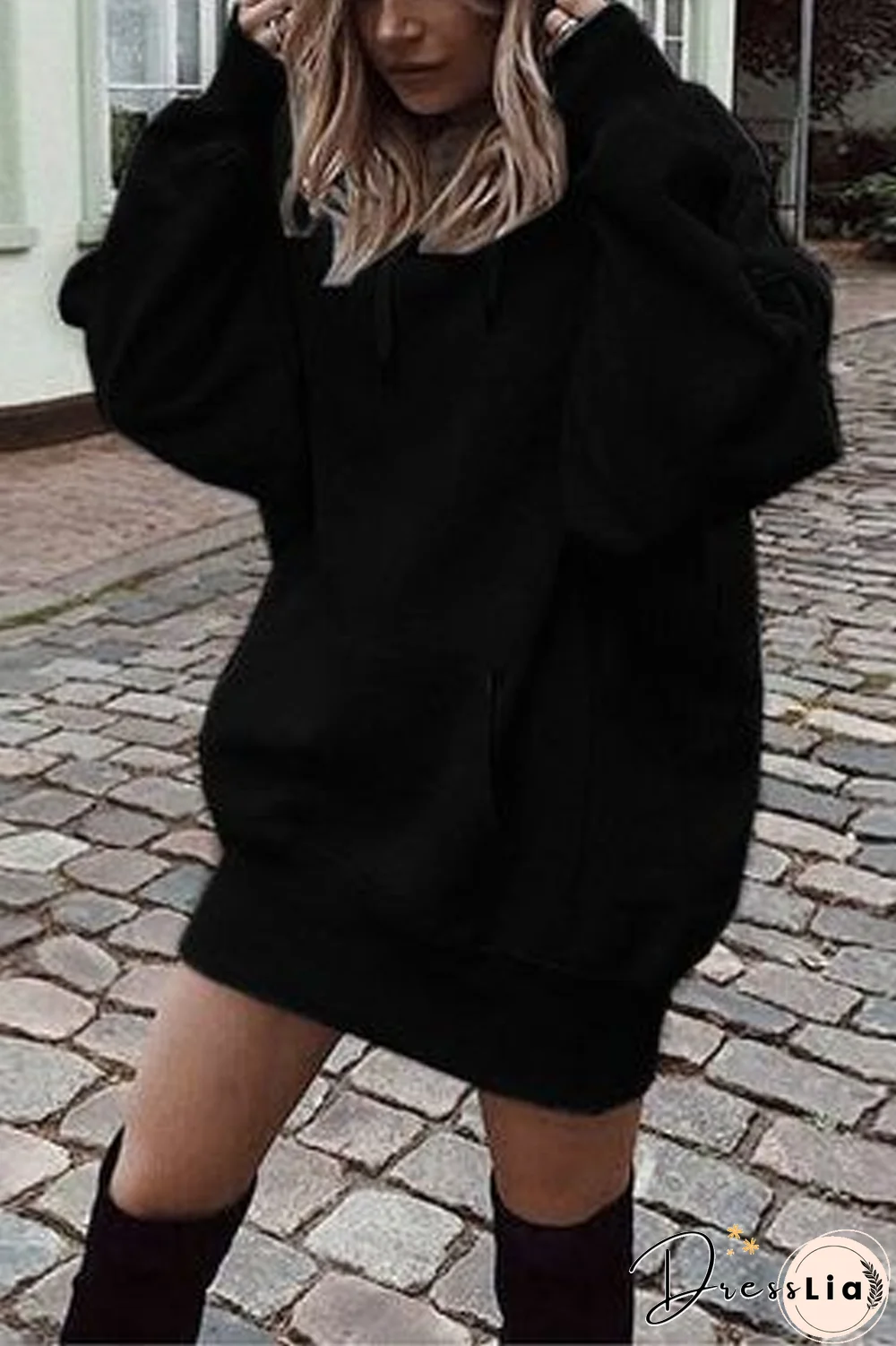 Solid Pocket Casual Hoodie