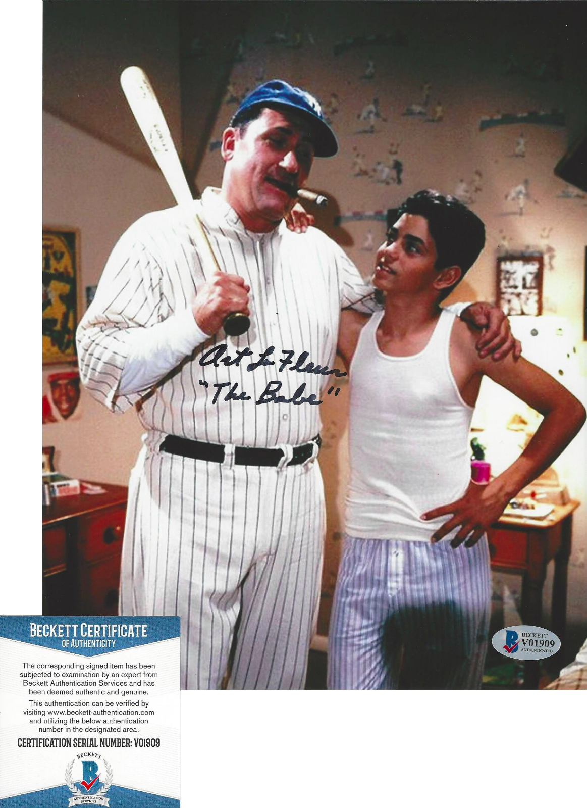 ART LAFLEUR SIGNED THE SANDLOT 'BABE RUTH' 8x10 MOVIE Photo Poster painting F BECKETT COA BAS