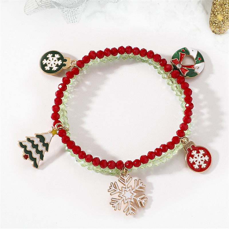 Christmas Red Beads Christmas Tree Snowflake Bracelet 2024 - Flycurvy 