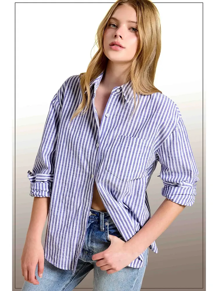 Contrast Panel Button Down Shirt