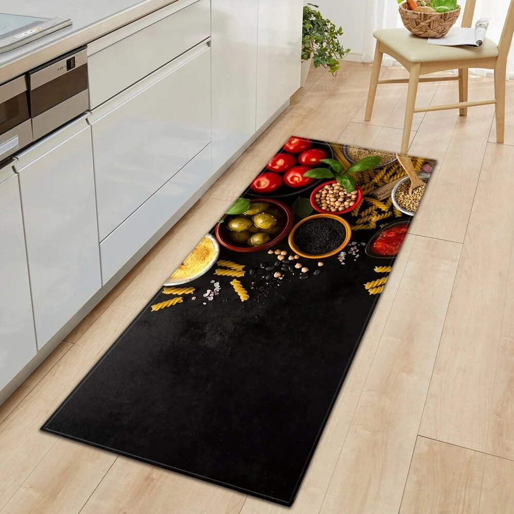 Seasoning Pattern Kitchen Floor Mat Home Entrance Doormat Bedroom Living Room Decoration Long Carpet Hallway Bath Anti-Slip Rugs