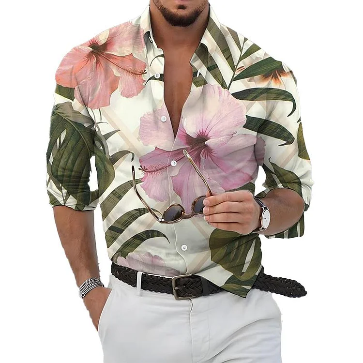 Men's Floral Long Sleeve Shirt 65129107YM