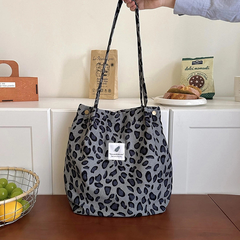 Women’s Corduroy Printing Classic Style Square Magnetic Buckle Shoulder Bag