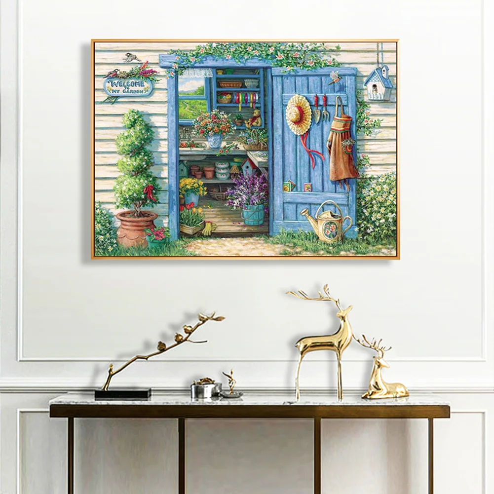 14CT Full Stamped Cross Stitch - Flower House(Canvas|40*50CM)