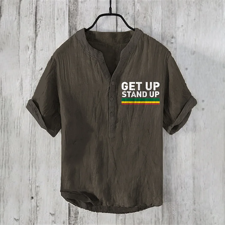 Men's Reggae Art  Linen Blend Shirt