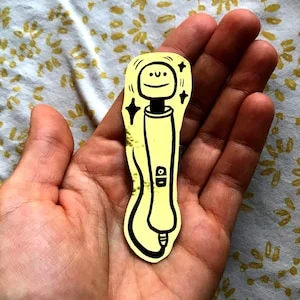 pornhint Pornhint Queer Magic Wand Vibrator Dildo Gold Witch Sticker, kinky occult gold sticker, small witchy girlfriend gift idea cute dildo gold sticker