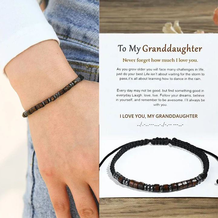 To My Granddaughter I Love You Morse Code Bracelet with Gift Box