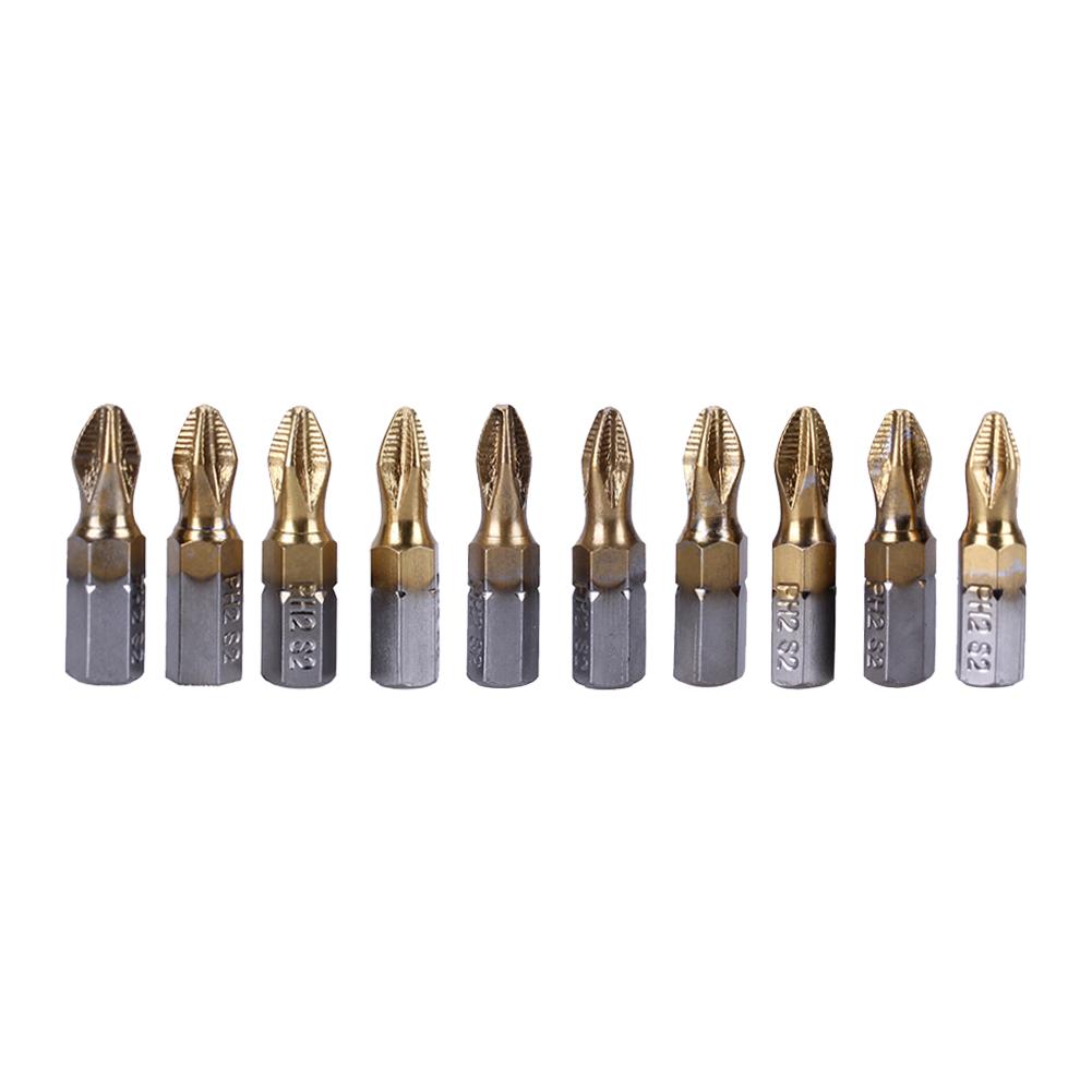 

10pcs Electric Screwdriver Bits S2 Ti-plated PH2 Antiskid Screwdriver Bits, 501 Original