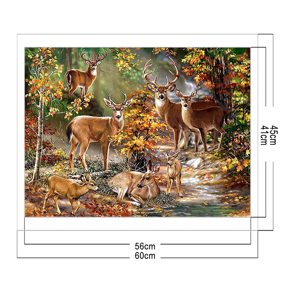 14CT Full Stamped Cross Stitch - Forest Deer(Canvas|60*45CM)