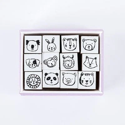 12pc/set salt style cute wooden rubber stamps for DIY scrapbooking decoration Journal crafts Kawaii