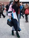Casual Contrast Color Long Sleeves Coats