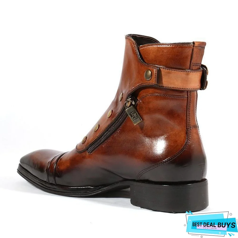 Men's Gentlemen Button Zipper Ankle Boots