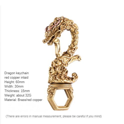 Chinese Dragon Keychain Brass Zodiac Dragon Ornaments Key Ring