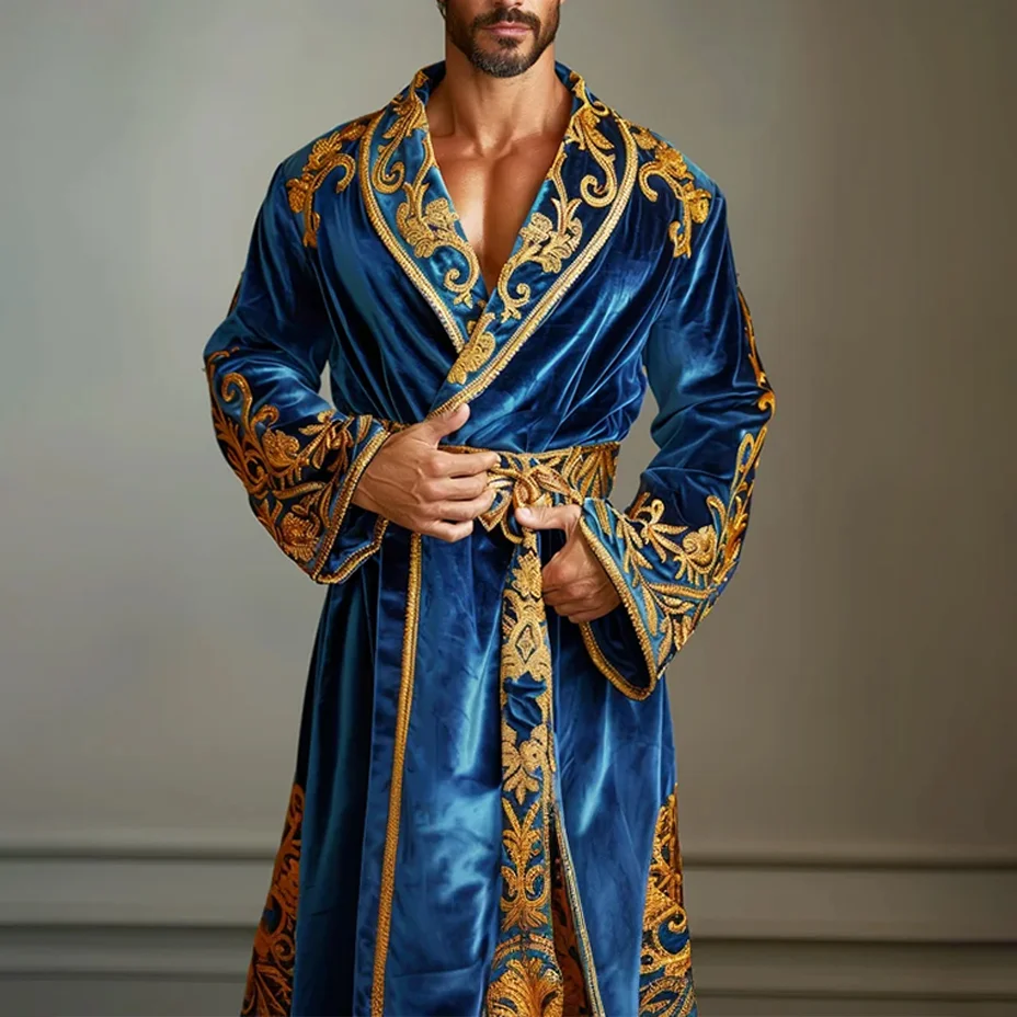 Men's Flannel Baroque Graphic Robe Pajamas-inspireuse