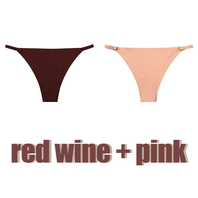 Womens Ice Silk Seamless Briefs Thin Belt Low Waist Panties Sexy Solid Bikini Female Underwear Comfortable Intimate Lingerie