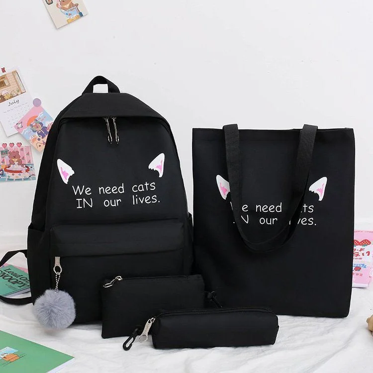 4 pcs sets canvas Schoolbags For Teenage Girls Female Children Shoulder Bags New Trend Female Backpack Fashion Women Backpack