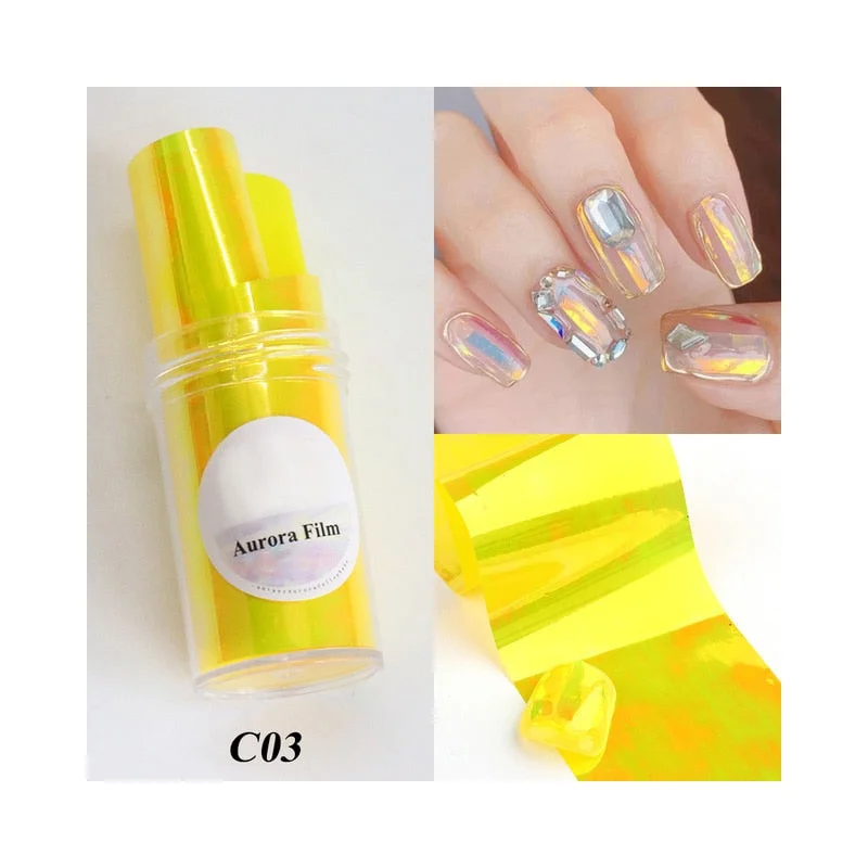 Sparkly Nail Aurora Foils Colorful Transfer Stickers Cellophane Mirror Stickers Sliders Wrap Paper Nail Art Decoration-Nail Inspo