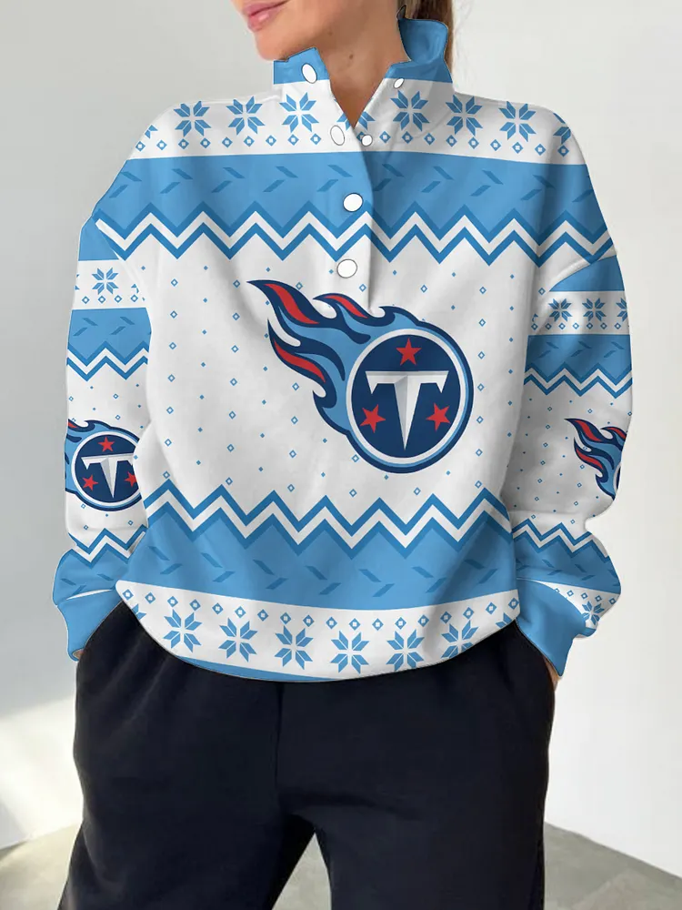 Tennessee Titans  2025 New Design Casual Snap  Mockneck Pullover